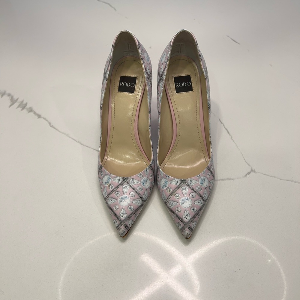 RODO pink/multicolor pumps, pointed toe, stiletto heels, made in Italy - Picture 2 of 13
